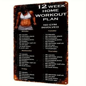 CIFbuy Vintage Fitness Plan Aluminum Sign Home Workout Guide Motivational Wall Decor for Home Gym Bar Indoor Outdoor Use 12x8 Inches No Battery N