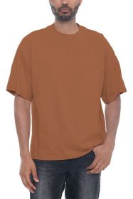 Premium Cotton Drop Shoulder Tee (Color: SPICE, size: XL)
