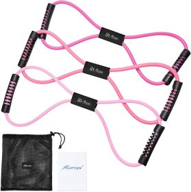 Resistance Bands, Figure 8 Exercise Bands for Women Men, 8 Shaped Resistance Bands for Arms, Chest Expander (Color: Pink)