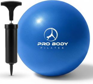 Pilates Small Exercise Ball with Pump - 9 Inch Workout Ball for Stability, Barre, Yoga, Core & Physical Therapy (Color: Blue)